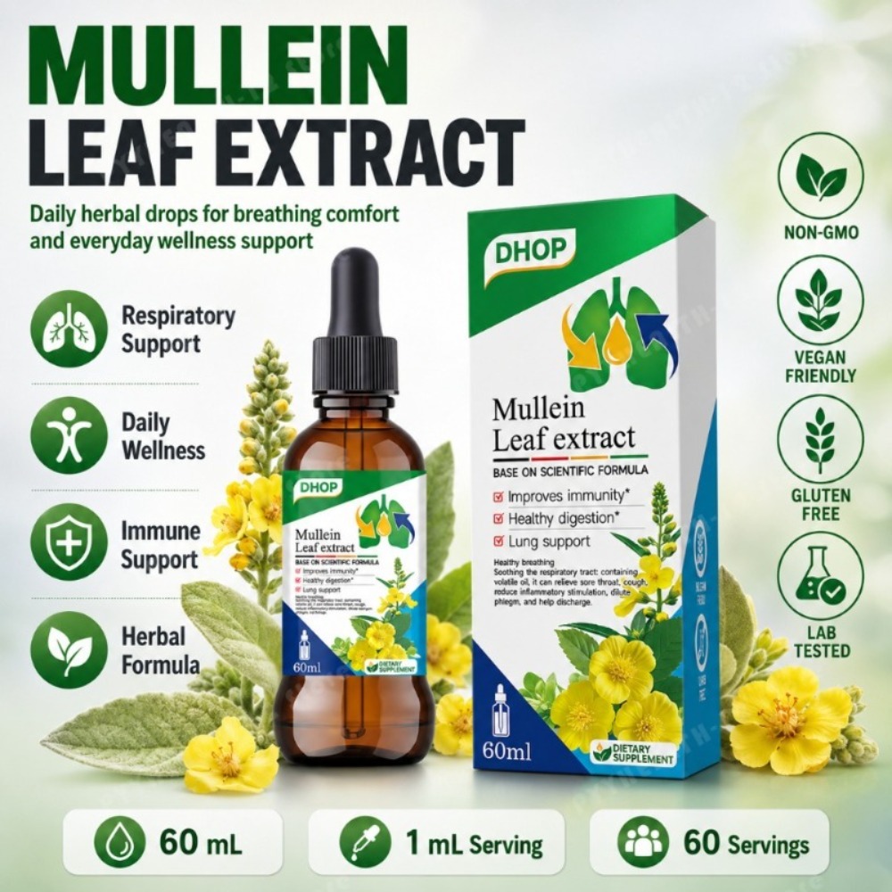 Herbal Wellness Liquid - Mullein Leaf Extract Drops 60ml, Herbal
