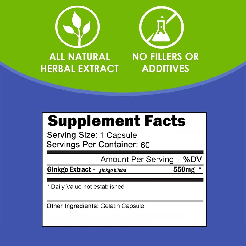 Nutritional Ginkgo Biloba 550m - đánh giá và giá Ginkgo Biloba Extract
