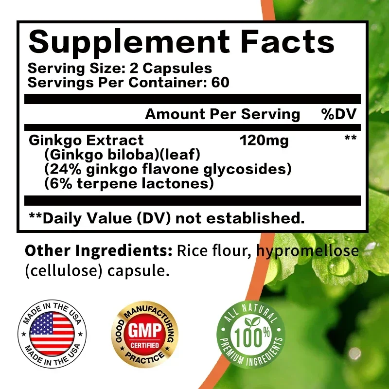 Ginkgo Biloba Capsules - Brain - đánh giá và giá Ginkgo Biloba Extract